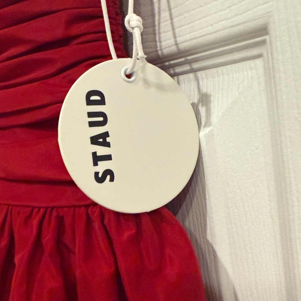 STAUD Red Ruched Mini Dress - Picture 8 of 12